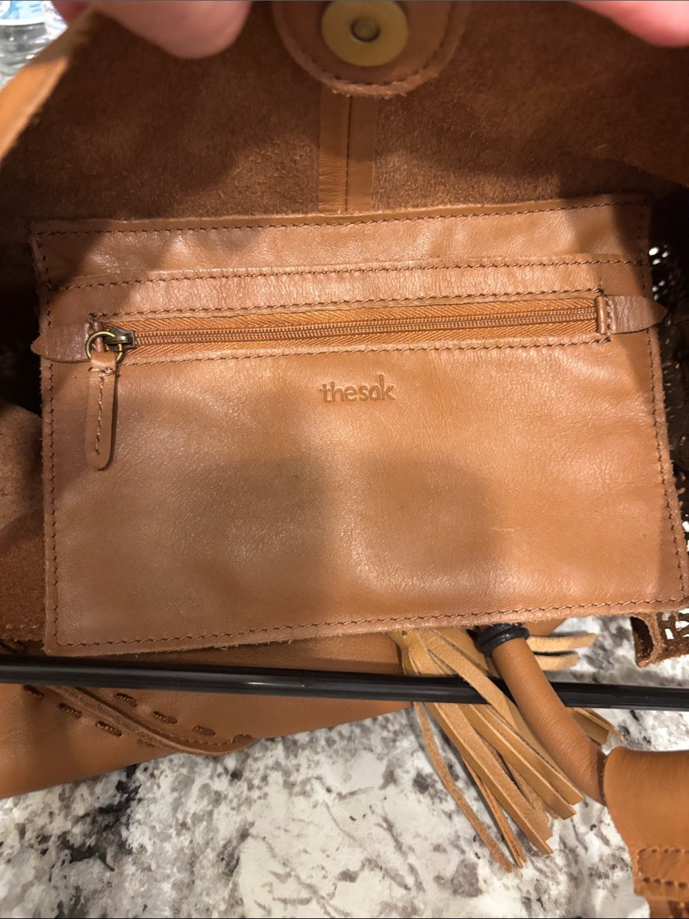 The Sak Laser-Cut Leather Hobo in Cognac - Picture 9 of 10